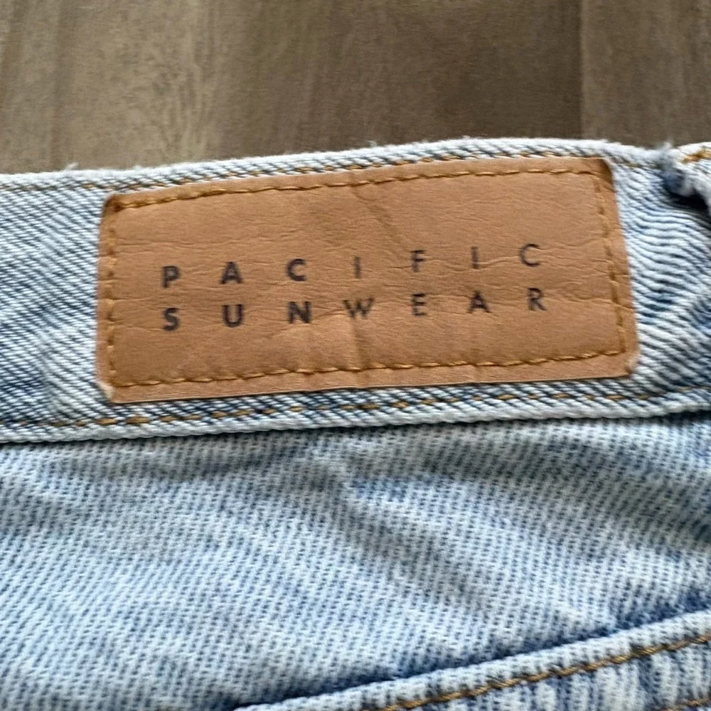 PacSun High Rise Straight‎ Leg Jeans Women's Size 27 Light Wash Denim Blue Flaw - Picture 7 of 16
